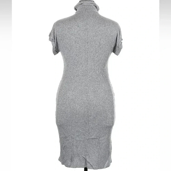 Lane Bryant Grey Cutout-Turtleneck Sheath Midi Dress Ribbed Plus Size 14 16 XXL - Picture 5 of 8